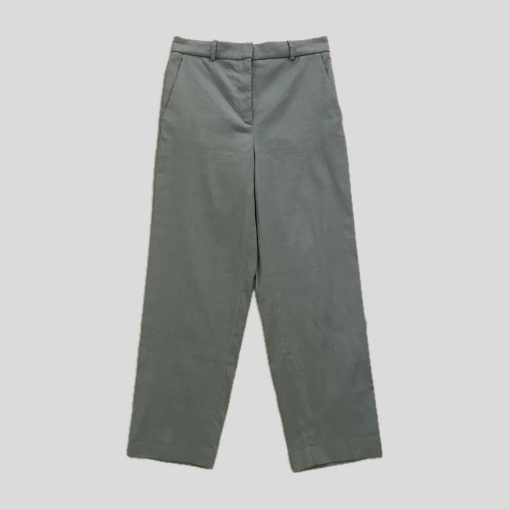 Joseph Gray Neutral Cotton Linen Minimalist Chic Designer Trousers Pants - 38 6